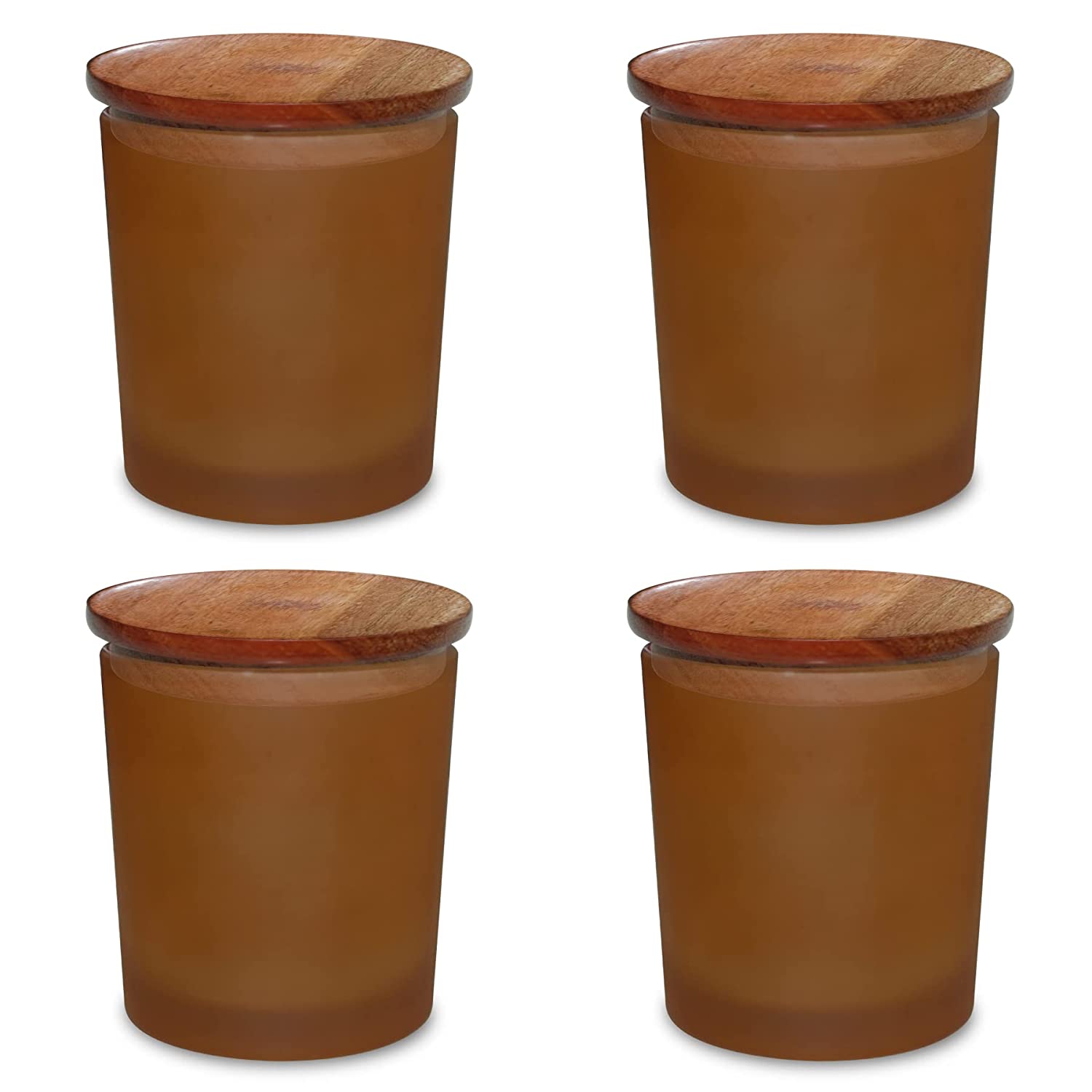 Shoprythm Packaging,Cosmetic Jar Amber Frosted Glass Jar with Wooden Lid